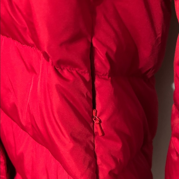 Lands' End Women's red hooded  mid length downcoat. Lrg 14-16. Warm to -25. - Picture 4 of 14